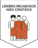 Brasão com a ilustração de três figuras humanas lado a lado, vestindo roupas variadas, representando diversidade religiosa, com o texto "Líderes Religiosos Não Cristãos" na parte superior.