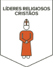Brasão com a ilustração de uma figura humana vestida com uma túnica e chapéu alto, representando um líder religioso cristão, com o texto "Líderes Religiosos Cristãos" na parte superior.